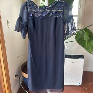 Karl Lagerfeld  Sheer Floral Dress Navy Blue, size 2 Brand new with tag on